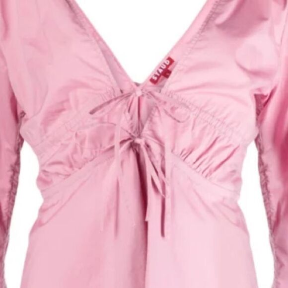 STAUD V-neck gathered long-sleeve blouse NWT size XL $394 - Picture 9 of 10